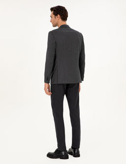 Siyah Slim Fit Pamuk Kar___ml_ Kanvas Pantolon