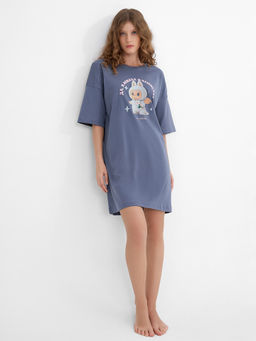 Туника домашняя женская серая с принтом и надписью Да, я милая и пушистая, но с зубками - Mark formelle фото 5