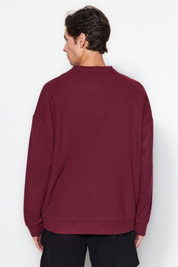 TRENDYOL MAN Lacivert Bisiklet Yaka Oversize/Genis Kesim Yumusak F?rcal? Selanik Sweatshirt TMNAW24SW00057 - Trendyolmilla фото 6