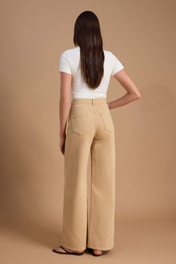 Bej Yuksek Bel Wide Leg Genis Paca %100 Pamuklu Jeans TWOSS26JE00165 - Trendyolmilla фото 6