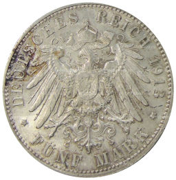 5 марок 1913 года F Германия (Вюртемберг)