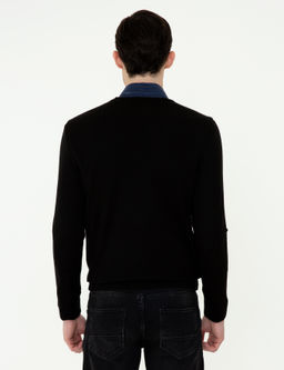 Siyah Slim Fit V Yaka Basic Triko Kazak - Pierre cardin фото 4