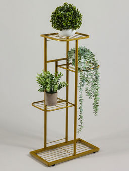 Подставка для цветов Greengo, 4 полки, 43×22×82 см, напольная, металл, цвет золотой