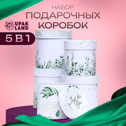 Набор круглых коробок 5 в 1 «Простая нежность», 19.5 × 19.5 - 14×14 см