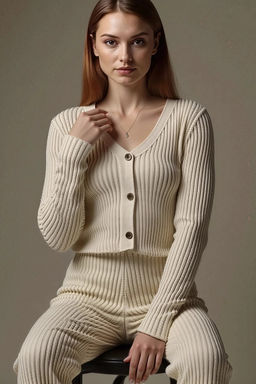 Костюм вязаный теплый с брюками и кофтой #7