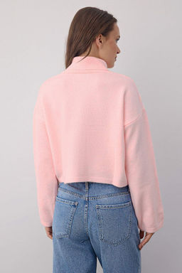 Wardrobe Essentials Pembe Genis Kal?p Yumusak Dokulu Crop/K?sa Triko Kazak TWOAW26KZ00113