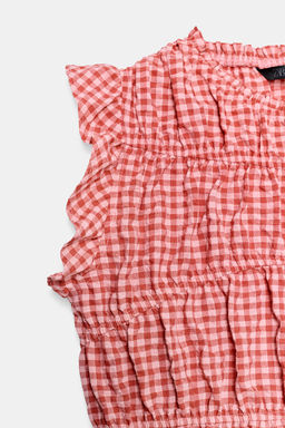 TOP FRUNCES CUADRO VICHY / Blanco / Rojo - Zara фото 9