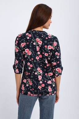 Кофта женская из футера 2-н Анфиса цветы на синем