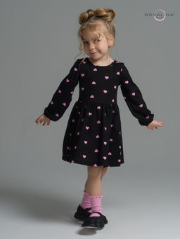 Платье Моана розовые сердечки на черном - Sovalina фото 14