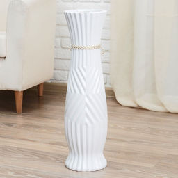 Ваза напольная «Данте», зигзаг со шнурком талия, 16×60 см, керамика, белая