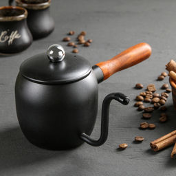 Турка, 500 мл, деревянная ручка, металл, чёрная