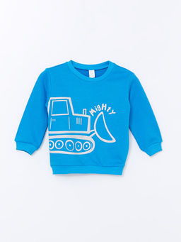 Bisiklet Yaka Uzun Kollu Bask?l? Erkek Bebek Sweatshirt