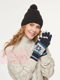 Перчатки женские 212-8228. 189/01 т.синий/молоко