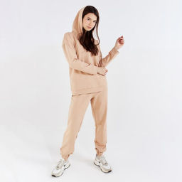 Костюм спортивный женский: худи, брюки, MINAKU: Casual Collection, размер 52, песочный