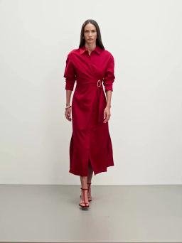 Платье из льна и хлопка с декоративной пряжкой / Zarina  фото 2