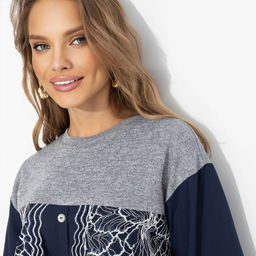 Свитшот комбинированный, Стиль по-взрослому (скай) - Charutti фото 3