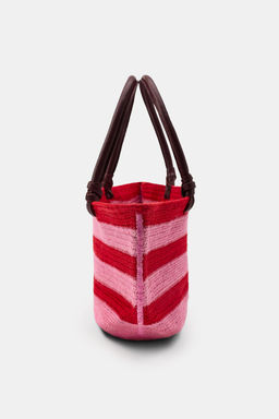 BOLSO YUTE PIEL RAYAS / Rojo - Zara фото 4