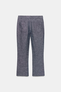PANTAL?N MINI FLARE CON LINO / Gris - Zara фото 9