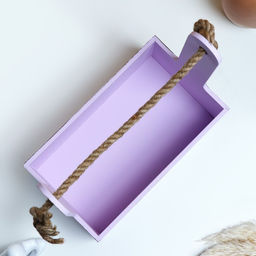 Кашпо деревянное 25.51530 см Прованс, ручка канат, сиреневый - Дарим красиво фото 3