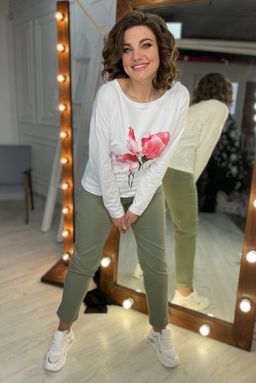 Свитшот Rumoda 2061/1 белый/коралл  фото 3