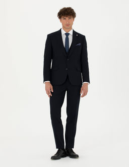 Yelekli Lacivert Ekstra Slim Fit Tak_m Elbise