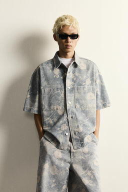 CAMISA RELAXED FIT ESTAMPADO FLORAL LAVADO / Azul claro - Zara фото 2