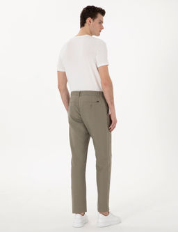 Haki Carrot Fit %100 Keten Kanvas Pantolon