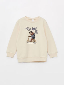 Bisiklet Yaka Bask?l? Uzun Kollu Erkek Bebek Sweatshirt - Waikiki фото 3