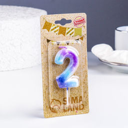 Цена за 3 шт. Свеча в торт на шпажке «Галактика», цифра 2, 5.5 см