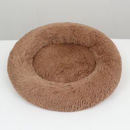 Лежанка для собак и кошек, длинный мех, 45 х 35 х 11 см, коричневая - Пижон фото 4
