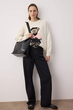 Ekru Genis Kal?p Bisiklet Yakal? Ay?c?kl? Triko Kazak TWOAW26KZ00297 - Trendyolmilla фото 2