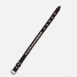 Ошейник кожаный на синтепоне украшенный, безразмерный, 47 х 2 см, ОШ 28-39 см, чёрный - Пижон фото 3