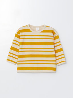 Bisiklet Yaka Uzun Kollu ?izgili Erkek Bebek Sweatshirt ve E?ofman Alt 2li Tak?m