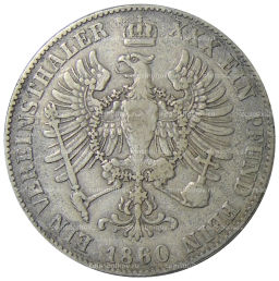 1 союзный талер 1860 года Германские государства  Пруссия