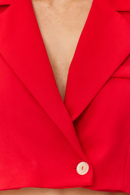 TRENDYOLMILLA Siyah Crop Astarl? Dokuma Blazer Ceket TWOAW22CE0086  фото 4