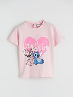Stitch ve Angel Bask?l? K?z ?ocuk Ti??rt ve ?ort
