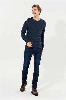 U. S. Polo Assn / Мужской темно-синий базовый свитер - U.s. polo assn фото 4