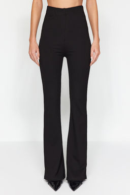 Siyah Inceltici Yuksek Bel Flare/Ispanyol Paca Orme Pantolon TWOAW24PL00164 - Trendyolmilla фото 4