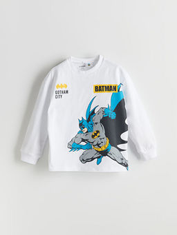 Bisiklet Yaka Batman Bask?l? Erkek ?ocuk Ti??rt