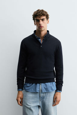 100% WOOL SWEATER WITH BUTTON NECK - Zara фото 2