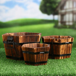 Набор кашпо для цветов «Шестиугольники», деревянный, 3 предмета