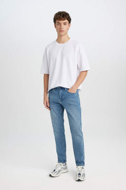 Узкие зауженные джинсовые брюки с нормальной талией и зауженной посадкой - Defacto фото 3