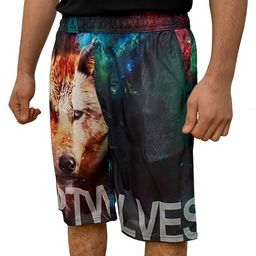 Мужские шорты с цветным принтом волка от Septwolves №5019