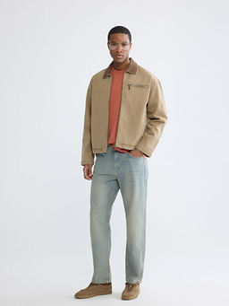 Rahat Kal?p Kadife Yaka Erkek Jean Ceket