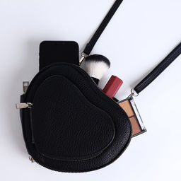 Сумка женская кросс-боди на молнии, в форме сердца, 20×5×16 см, чёрная