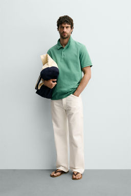 POLO REGULAR FIT ESTRUCTURA / Verde fuerte