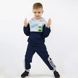 CRB wear/CWK 62496-1 Джемпер модель худи для мальчика, серый меланж-темно-синий/Ex.Cherubino  фото 3