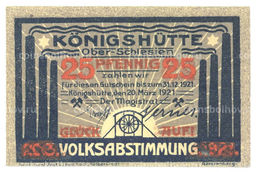 Банкнота 25 пфеннигов 1921 года Германия  Нотгельд (Кёнигсхютте)
