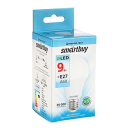 Цена за 2 шт. Лампа cветодиодная Smartbuy, E27, A60, 9 Вт, 4000 К, дневной белый свет