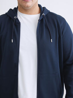 B?y?k Beden Kap??onlu Erkek Kal?n Fermuarl? Sweatshirt